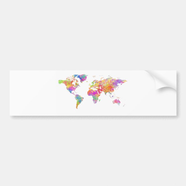 World Watercolor Stänk World Map Bildekal (Framsidan)