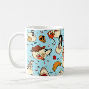 World Wonders: Colorful Blue Mönster. Kaffemugg