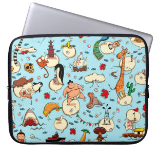 World Wonders: Colorful Blue Mönster. Laptop Fodral