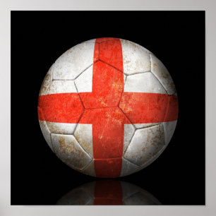 Worlden English Flagga Football Ball Poster