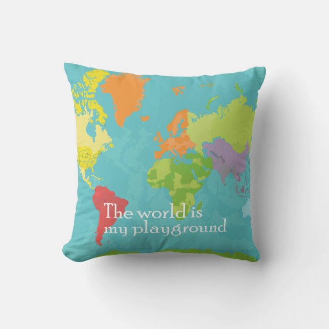 WorldMap_PillowCase Kudde (Framsida)