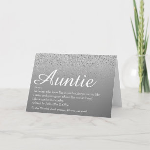 World's Best Auntie Moster Definition Script Silve Kort
