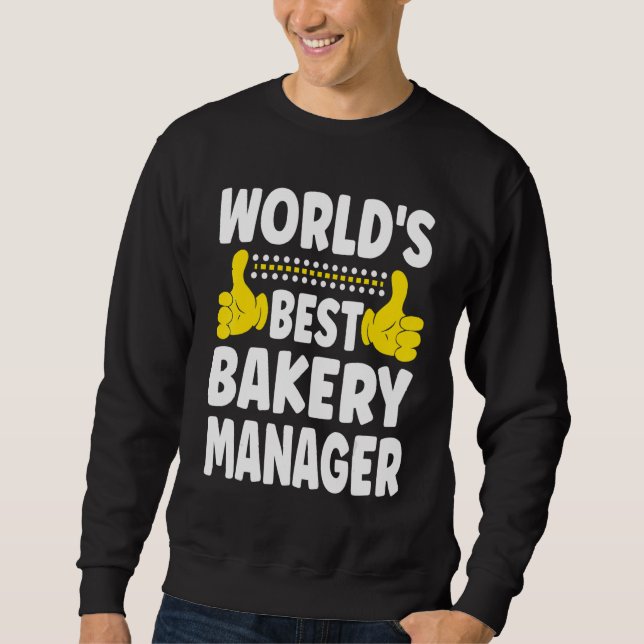 World's Best Bakery Manager Job Title Bakery Man Lång Ärmad Tröja (Framsida)