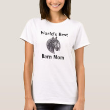 Worlds Best Barn Mamma Sketch Black White Horse