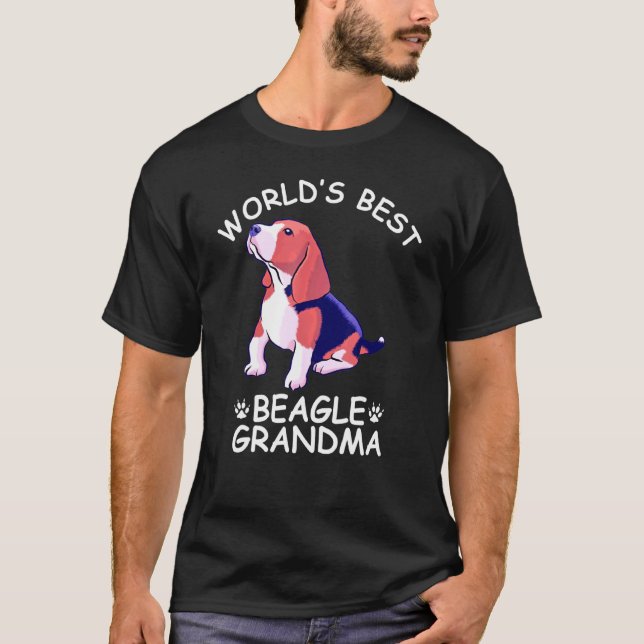 Worlds Best Beagle Grandma Granddog Hund Cute T Shirt (Framsida)