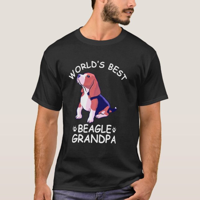 World's Best Beagle Grandpa Granddog Hund Cute T Shirt (Framsida)