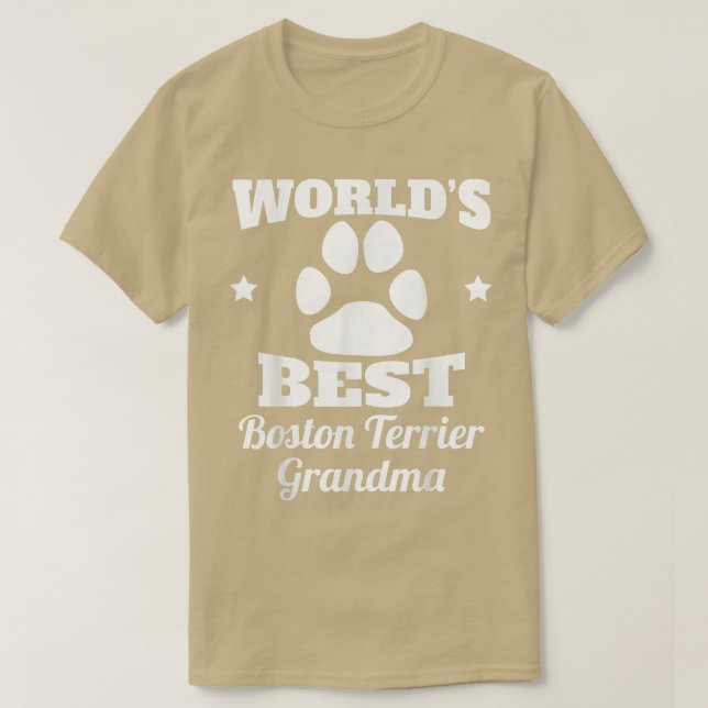 World's Best Boston Terrier Grandma Hund älskare  T Shirt (Design framsida)