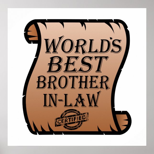 Worlds Best Brother-in-law Certificate Funny Poster (Framsidan)