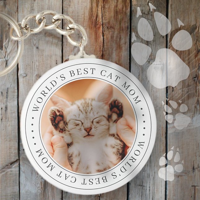 World's Best Cat Mamma Classic Simple Photo Nyckelring (Skapare uppladdad)