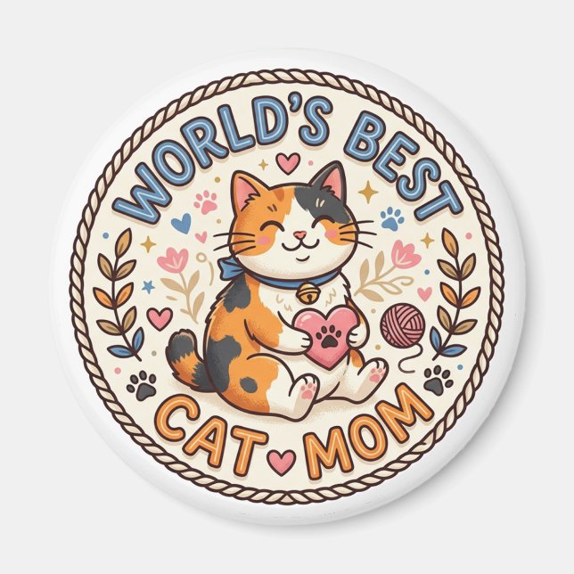 World's Best Cat Mom Cute Magnet (Framsidan)