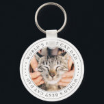 World's Best Cat Pappa Classic Simple Photo Nyckelring<br><div class="desc">Den här enkla och klassiska designen består av serif-typografi och lägger till ett anpassningsbar-foto.</div>