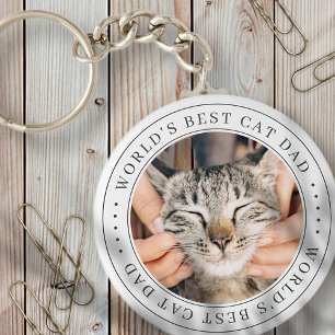World's Best Cat Pappa Classic Simple Photo Nyckelring
