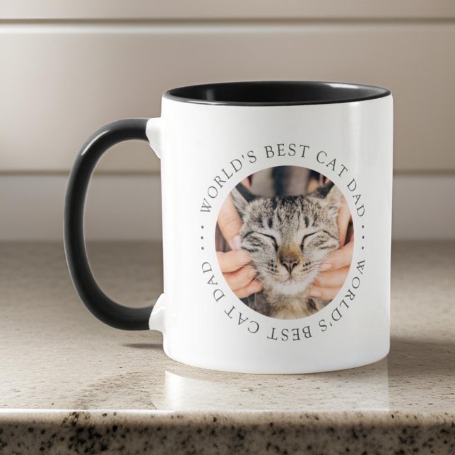 World's Best Cat Pappa Elegant Simple Anpassningsb Mugg (Skapare uppladdad)