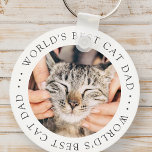World's Best Cat Pappa Elegant Simple Anpassningsb Nyckelring<br><div class="desc">Den här enkla och klassiska designen består av serif-typografi och lägger till ett anpassningsbar-foto.</div>