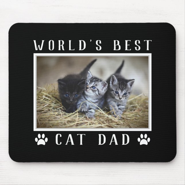 World's Best Cat Pappa Photo Tass avtryck Black Musmatta (Framsidan)