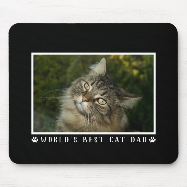 World's Best Cat Pappa Tass avtryck Photo on Black Musmatta (Framsidan)