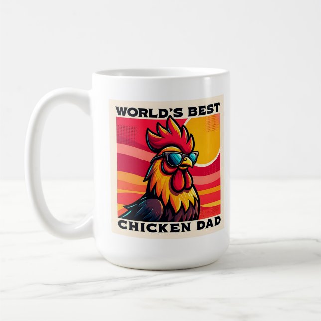 World's Best Chicken Dad Funny Rooster Father  Kaffemugg (Vänster)
