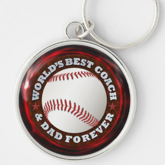 World's Best Coach & Pappa 1 Options Keychain Rund Silverfärgad Nyckelring