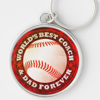 World's Best Coach & Pappa 1A Keychain Rund Silverfärgad Nyckelring