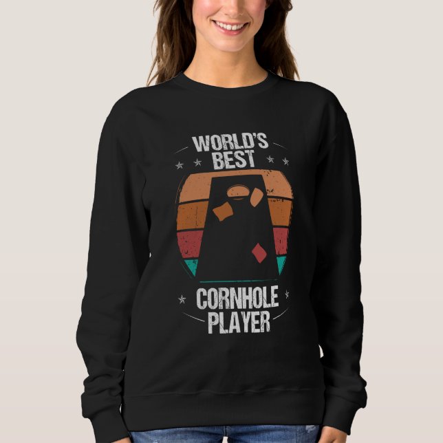 Worlds Best Cornhole Player Throwing Tosser Cornho T Shirt (Framsida)