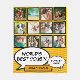 World's Best Cousin 12 Photo Tecknad Retro Roligt Fleecefilt