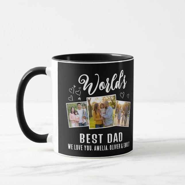 World's Best Dad Custom 3 Photo Collage Mugg (Vänster)