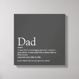 World's Best Dad Daddy Father Definition Fun Gray Canvastryck