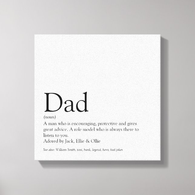 World's Best Dad Daddy Father Papa Definition Fun Canvastryck (Framsida)