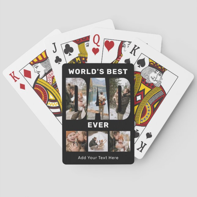 World's Best Dad Ever Custom 6 Photo Black Casinokort (Baksidan)