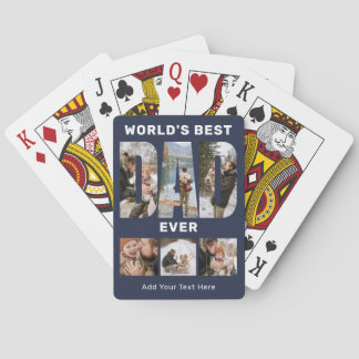 World's Best Dad Ever Custom 6 Photo Blue Casinokort