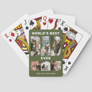 World's Best Dad Ever Custom 6 Photo Green Casinokort