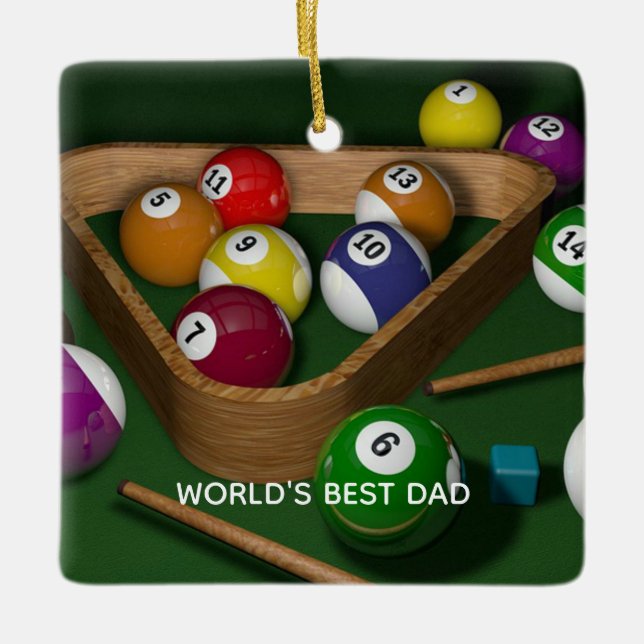 World's Best Dad, game of billiards, Julgransprydnad Keramik (Framsida)
