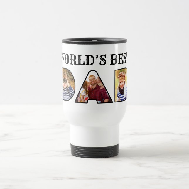 Worlds Best Dad Quote  Modern 3 Photo Collage Resemugg (Center)