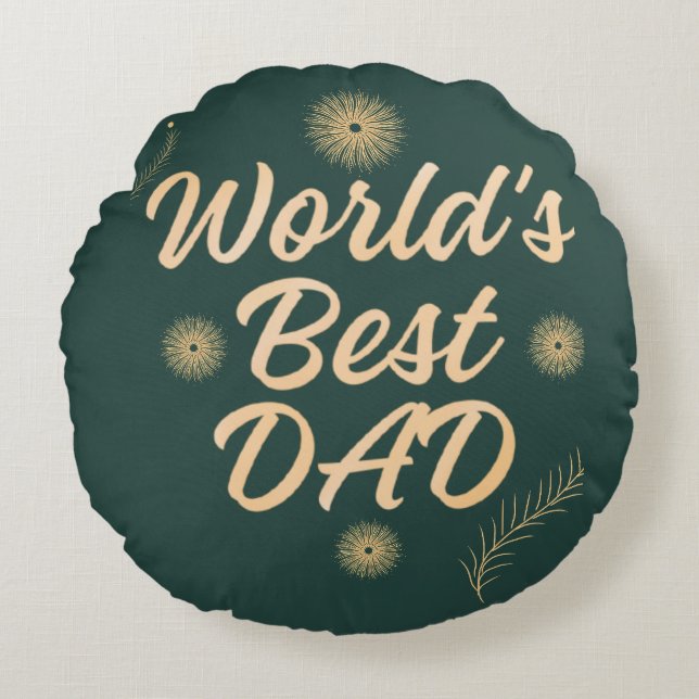 World's Best Dad  Simple Typography Fathers Rund Kudde (Framsidan)