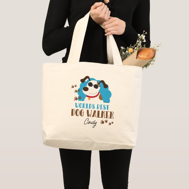 Worlds Best Dog Walker Tote Bag Jumbo Tygkasse (Framsida (produkt))