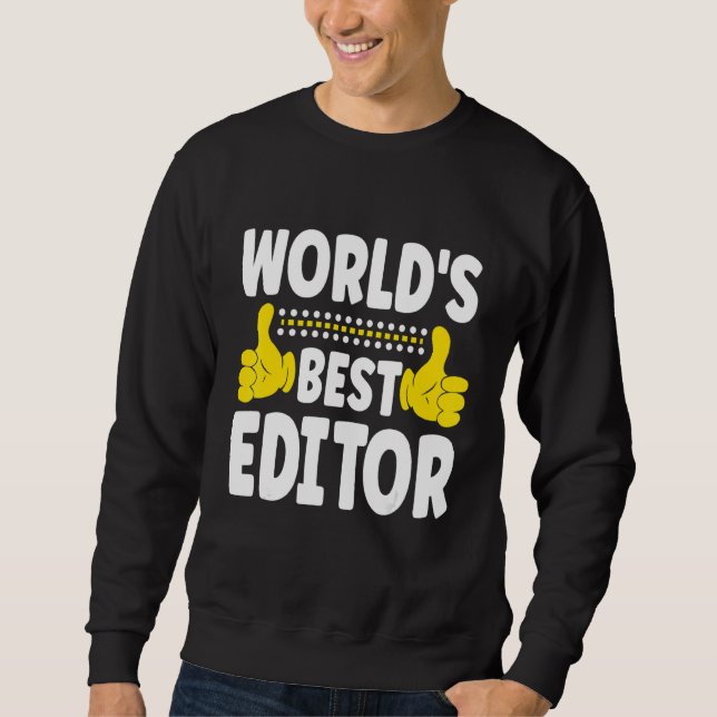 World's Best Editor Job Title Profession Editor Lång Ärmad Tröja (Framsida)