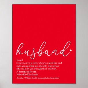 World's Best Ever Husband Definition Script Red Poster