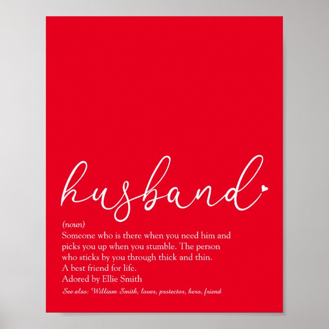 World's Best Ever Husband Definition Script Red Poster (Framsidan)
