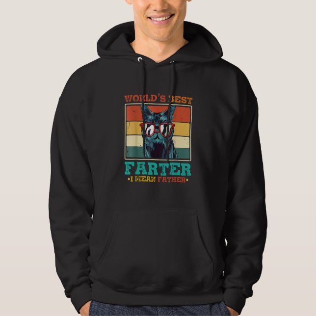Worlds Best Farter I Mean Father Best Cat Dad Ever Hoodie (Framsida)