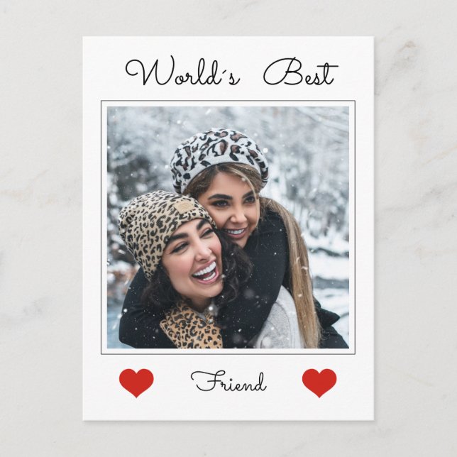 World's best Friend Simple Photo Text Template Vykort (Framsida)