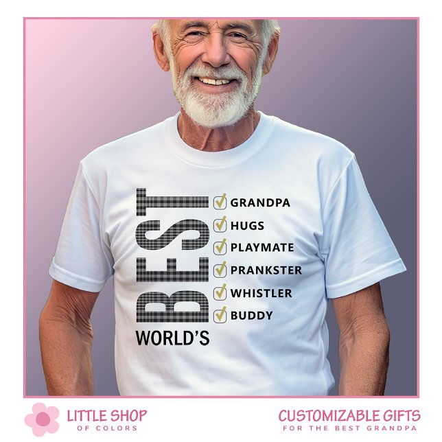 World's Best Grandfather Checklist T Shirt (Skapare uppladdad)