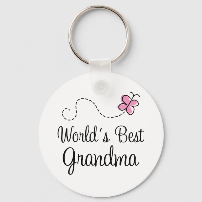 World's Best Grandma Butterfly Gift Nyckelring (Framsida)