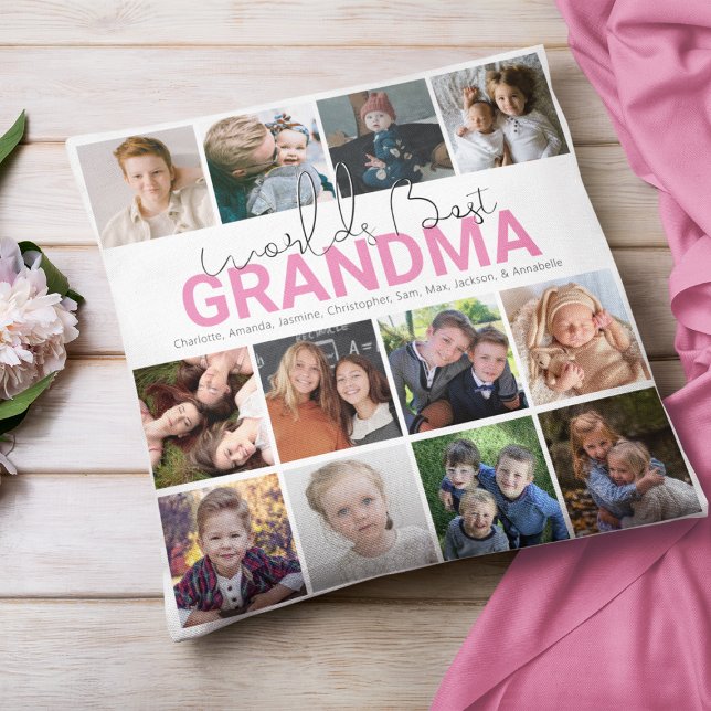 Worlds Best Grandma | Fotokollage Kudde (Skapare uppladdad)