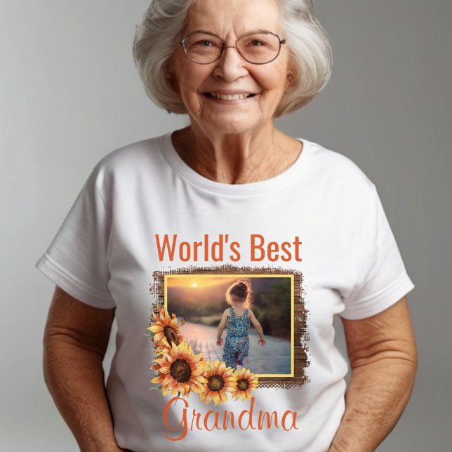 World's Best Grandma Personlig Photo T Shirt (Skapare uppladdad)