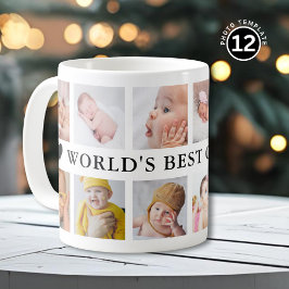 World's Best Grandpa 12 Photo Black And White Kaffemugg