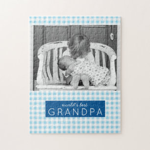 World's Best Grandpa Blue Play Personlig Photo Pussel