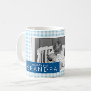 World's Best Grandpa Gingham Personlig Photo Kaffemugg