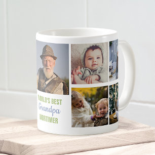 World's Best Grandpa Instagram Photo Collage Namn Kaffemugg