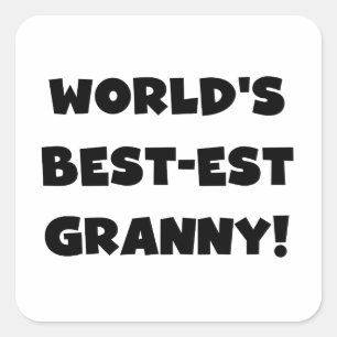 World's Best Granny Black Text Tshirts Gifts Fyrkantigt Klistermärke