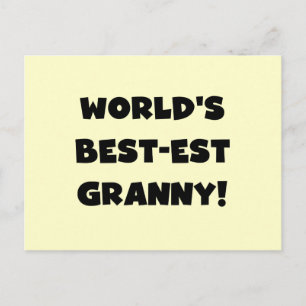 World's Best Granny Black Text Tshirts Gifts Vykort